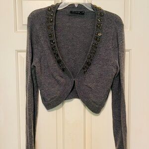 The Limited Charcoal Cropped Knit Sweater